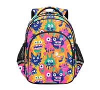 siphylline Sacs à dos d'école pour enfants, adolescents, sacs d'école pour garçons, sac à dos de voyage, gribouillage, monstres mignons et amusants colorés, Doodle Funny Cute Monsters Colorful, Medium