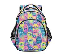 siphylline Sacs à dos pour adolescents, sacs à livres, sacs de jour décontractés pour adolescents et garçons, motif monstres colorés, Monstres colorés, M