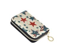 siphylline Stars Of The American Flag Portefeuille en cuir pour femme avec 2 emplacements pour espèces bloquant RFID Petit porte-cartes avec fermeture éclair