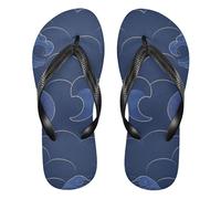 siphylline Style chinois Moon Cloud Dark Blue Rubber Flop Flip Quick-Dry Sandales de plage pour l'été, Lune nuage style chinois bleu foncé, XX-Large
