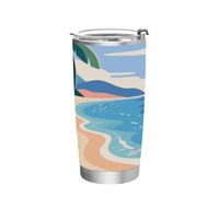 siphylline Summer Beach Bouteille d'eau en acier inoxydable avec couvercle, tasse à café isotherme pour le camping, gobelet moderne de 591 ml