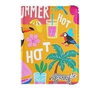 siphylline Summer Island Porte-passeport en cuir orange noix de coco Ultra fin