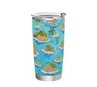 siphylline Summer Island - Tasses à café de voyage en acier inoxydable avec couvercles étanches - Tasse à café de 591 ml pour salle de sport simple - Tasse à café de 591 ml