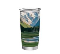 siphylline Summer Snow Mountain Prairie Jaune Marguerites Tasse à café en acier inoxydable avec couvercle Tasse à café de voyage pour l'extérieur Joli gobelet avec couvercles 591 ml