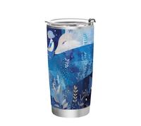 siphylline Sweet Blue Fox Girl Tasse à eau isotherme en acier inoxydable avec couvercle pour l'école, le sport, la garderie, le camping et plus encore 590 ml