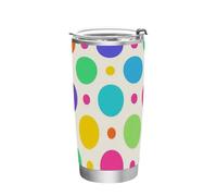 siphylline Tasse à pois tendance en acier inoxydable coloré bleu pêche 591 ml avec couvercle pour café pour salle de sport mignon gobelet 591 ml