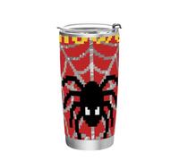 siphylline Tasses à café en acier inoxydable avec couvercle pour Halloween Pixel Red Spider pour café moderne 591 ml