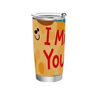 siphylline Tasses de voyage en acier inoxydable avec couvercle « I Miss You » - Motif chien marron - Anti-déversement - Pour eau, thé glacé ou café - 591 ml