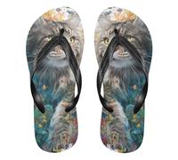 siphylline Tongs sous-marines en caoutchouc pour homme - Antidérapantes - Pour la natation, la randonnée, les voyages, Coraux de chats 3D sous-marins, XX-Large