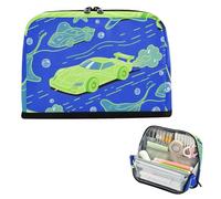 siphylline Trousse à crayons de grande capacité - Organiseur de bureau multifonction pour adolescentes et filles - Fournitures scolaires - Animaux océaniques, étoiles de mer, voiture - Bleu chartreuse