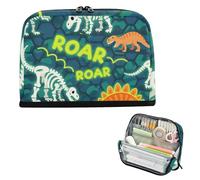 siphylline Trousse à crayons de grande capacité pour adolescents, fournitures scolaires, crâne T-rex rugissant, ankylosaure jaune et vert