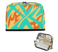 siphylline Trousse à crayons de grande capacité pour enseignants, fournitures scolaires, art abstrait rouge, vert feu, jaune