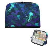 siphylline Trousse à crayons de grande capacité - Trousse de maquillage fine pour enfants - Fournitures scolaires - Camouflage sous-marin - Méduse noire et bleue