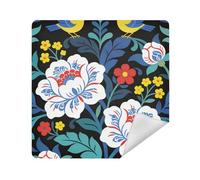 siphylline Trousse de maquillage auto-adhésive en tissu 35 x 35 cm, William Morris Oiseau fleur bleue, 13.8x13.8in