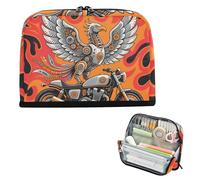 siphylline Trousse de rangement à crayons de grande capacité robuste pour filles, lycée, oiseau mécanique, moto, rouge feu