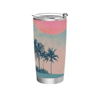 siphylline Vintage Summer Sunset Illustration Tasse en acier inoxydable avec couvercle anti-fuite Tasse à café isotherme avec couvercle pour l'extérieur 591 ml