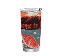 siphylline Welcome To Japan Scenery Culture Tasse à café en acier inoxydable avec couvercle Tasse de voyage 591 ml pour café Joli gobelet isotherme de 591 ml