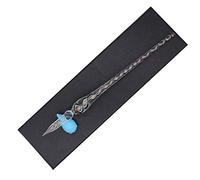 SIPLIV fait à la main en cristal de verre spirale texture plume stylo stylo plume kit calligraphie vintage signatures stylo avec un porte-stylo pour cadeau de Noël, bleu clair
