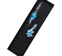 SIPLIV fait à la main en verre de cristal intarsia plume stylo plume kit calligraphie vintage stylo signatures avec un porte-stylo pour un cadeau de Noël, bleu clair