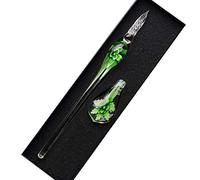 Sipliv fait à la main en verre de cristal intarsia plume stylo stylo plume calligraphie vintage signatures stylo avec un porte-stylo pour cadeau de noël anniversaire, vert