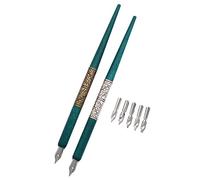 SIPLIV Kit de dessin pour calligraphie, stylo plume manga et stylo manga professionnel, 2 poignées pour porte-stylo, 7 plumes (2 plumes pour stylo plume, 5 plumes plates) - argent et bronze
