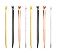 SIPLIV Lot de 8 stylos à bille en métal avec encre noire - Stylos à bille fins métalliques - Décoration de fête de mariage - Fournitures scolaires - Forme de crâne