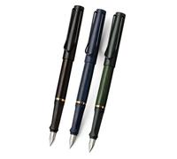 SIPLIV Lot de stylos plume en bois fabriqués à la main, pointe extra fine en bois vintage, noir + bleu + vert