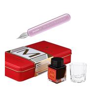 SIPLIV Majohn Stylo plume en verre cristal avec stylo plume vintage calligraphie signatures avec flacon d'encre et gobelet de nettoyage, rose
