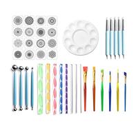 SIPLIV Mandala Dotting Tools Set Mandala Pochoir Balle Stylet Brosse Acrylique Tige Plateau De Peinture Ensemble pour Roches Tissu Mur Nail Art Peinture Coloriage Dessin Dessin - 40 pcs