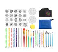 SIPLIV Mandala Dotting Tools Set Mandala Pochoir Boule Stylet Brosse Acrylique Tige Plateau De Peinture Set Pour Roches Tissu Mur Nail Art Peinture Coloriage Dessin Dessin - 57 pcs