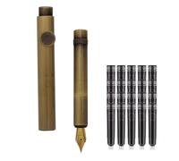 SIPLIV Mini stylo plume de voyage en bronze avec 20 cartouches d'encre noire - cylindre, pointe fine iridium (0,50 mm)