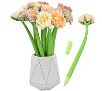 SIPLIV Stylo gel créatif fleurs artificielles encre gel stylo à bille liquide noir 0,5 mm stylo à encre gel pour filles et femmes, fournitures de bureau et scolaires, petite pivoine