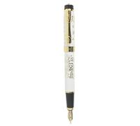 Sipliv stylo plume dragon chinois motif de fontaine, garniture d'or, plume moyenne (0.5mm), blanc