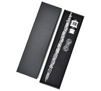 SIPLIV Stylo plume en verre fait à la main avec encre en cristal d'orchidée - Stylo de calligraphie - Décoration de bureau - Rose