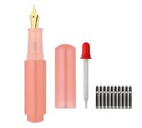 SIPLIV Wancai - Mini stylo plume de poche de couleur bonbon avec pipette courte et 20 cartouches d'encre noire - Pointe fine iridium, rose