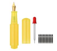 SIPLIV Wancai - Mini stylo plume de voyage de poche avec pipette courte et 20 cartouches d'encre noire - Pointe fine iridium, jaune