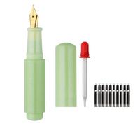 SIPLIV Wancai Mini stylo plume de voyage de poche avec pipette de taille courte et 20 cartouches d'encre noire - Pointe extra fine iridium, vert