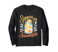 Sippin' on Sunshine Summer Design Art Fun Manche Longue