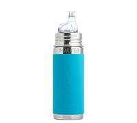 (Sippy, Aqua) - Pura Kiki 9 oz / 260 ml Stainless Steel Insulated Sippy Cup with Silicone XL Sipper Spout & Sleeve, Aqua (Plastic Free, NonToxic Certified, BPA Free)