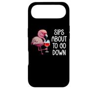 Sips About to Go Down Funny Pink Flamingo Drinking Wine Coque pour iPhone Air