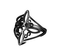 SIPURIS Bague à nœud celtique avec nœud géométrique de sorcière, bague Wiccan, alliance, empilable, bijoux pour femmes et hommes, taille 7 8 9 10, acier inoxydable, couleur argent