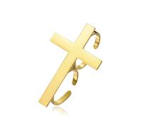 SIPURIS Bague Croix Réglable pour Unisexe Deux Doigts Croix Anneaux Acier Inoxydable Empilable Bande Religieuse Catholique Foi Chrétienne Amulette Bijoux pour Baptême, Acier inoxydable, Aucune pierre