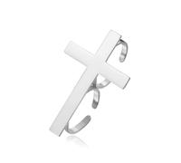 SIPURIS Bague Croix Réglable pour Unisexe Deux Doigts Croix Anneaux Acier Inoxydable Empilable Bande Religieuse Catholique Foi Chrétienne Amulette Bijoux pour Baptême, Acier inoxydable, Aucune pierre