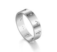 SIPURIS Bague en forme de croix pour homme et femme Bague en acier inoxydable Bague de prière du Seigneur Bague religieuse Bague de mariage empilable