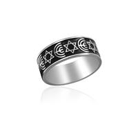 SIPURIS Bague étoile de David pour homme et femme Hanukkah Menorah Bague exquise en acier inoxydable Bijoux religieux juifs, Acier inoxydable, Pas de pierre précieuse