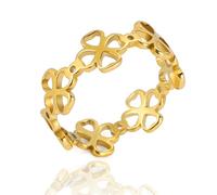 SIPURIS Bague Porte-Bonheur Trèfle à Quatre Feuilles Celtique Forme de Trèfle Irlandais Charme Chanceux Bague Amulette de Protection Bijoux Pour Femmes et Adolescentes, 7, Acier inoxydable, Pas de