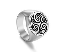 SIPURIS Bague triskel celtique pour homme et femme - Triskel celtique - Nœud spirale celtique - Bague chevalière en acier inoxydable - Cadeau de mariage, 9, Acier inoxydable., Aucune pierre précieuse