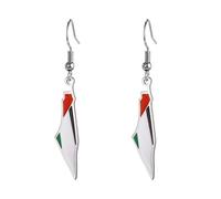 SIPURIS Boucles d'oreilles avec pendentif carte de la Palestine Israël - Bijoux patriotiques pour femme - Cadeau judaïque, One Size, Acier inoxydable, Pas de gemme