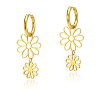 SIPURIS Boucles d'oreilles bohème marguerites pour femme, boucles d'oreilles tournesol, boucles d'oreilles en forme de marguerite, cadeaux pour maman, sœur, amie, Acier inoxydable, Pas de gemme