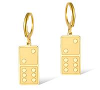 SIPURIS Boucles d'oreilles Domino avec breloques en forme de cartes - Mini jouets - Bijoux pour femmes et adolescentes, 1.1*0.51in, Acier inoxydable, Pas de pierre précieuse